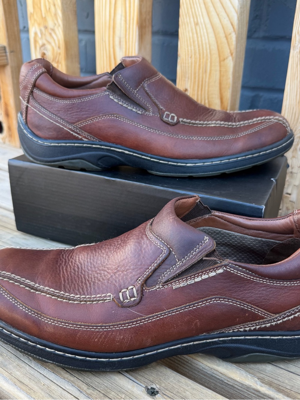 Johnston & Murphy Brown Leather Slip-On Loafers Mens 10.5